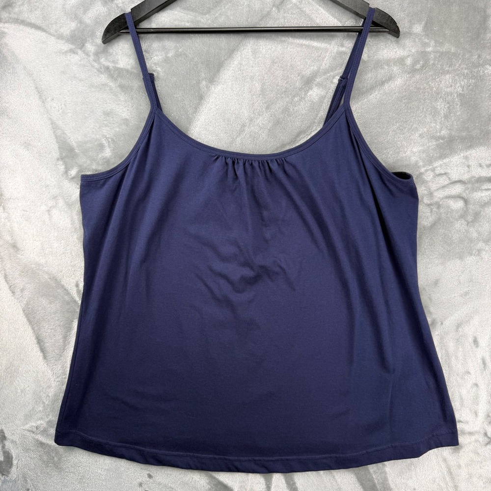 Essentials Navy Blue 100% Cotton Camisole Top Adjustable Straps Plus Size 1X